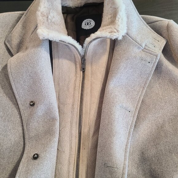 UWM Wool Cashmere Suede Leather Sherpa Mens Overcoat Italy Size 58 Quiet Luxury - Picture 10 of 12